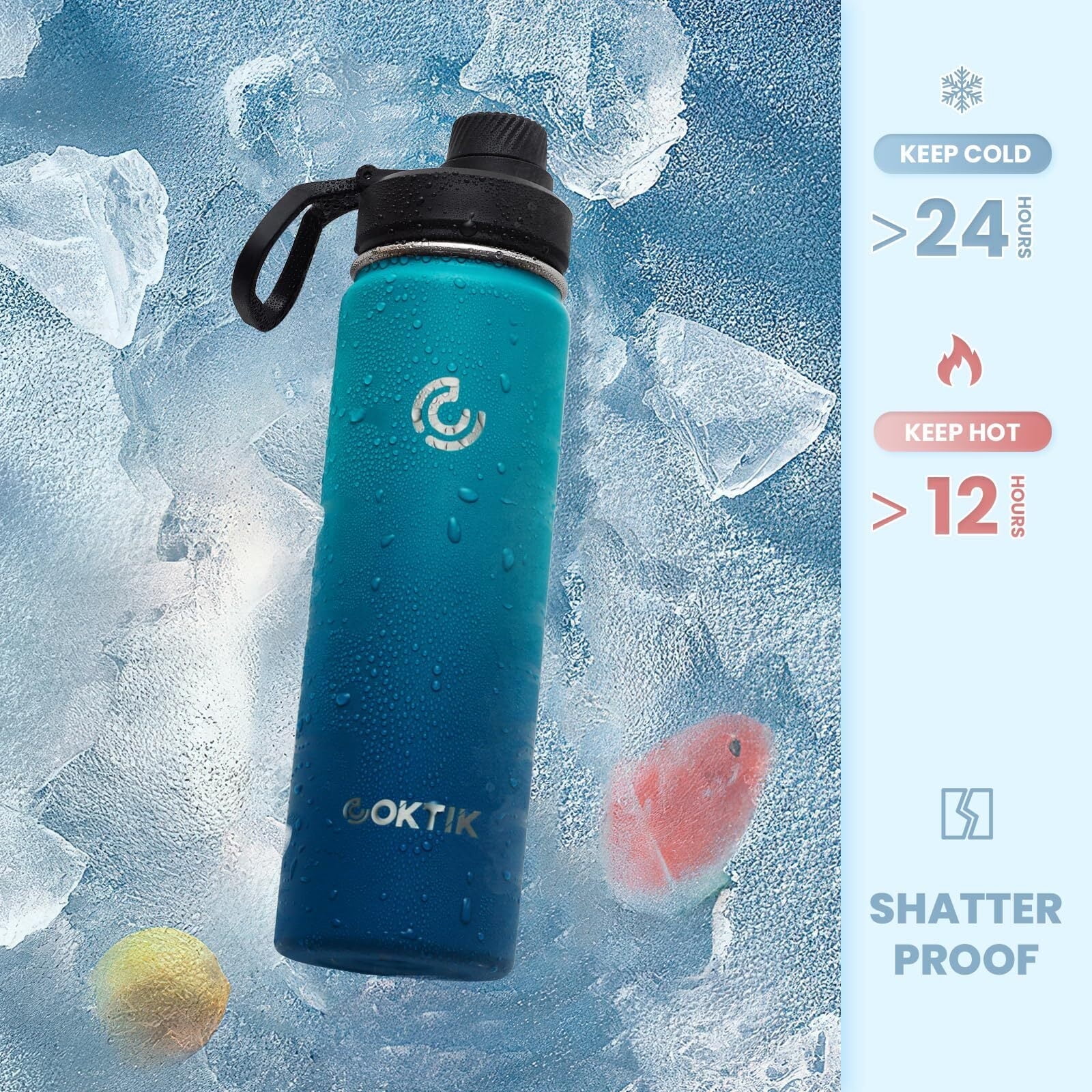 Drinco 22 oz Black Double Walled Vacuum Insulated Stainless Steel Water ...