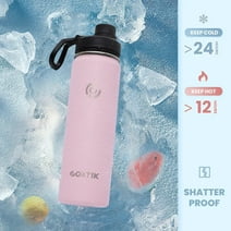 Insulated Stainless Steel Water Bottle With Straw Lid, 22 oz Wide Mouth Double Wall Vacuum Insulated Water Bottle Leakproof Lightweight for Hiking, Biking, Running(Blush)