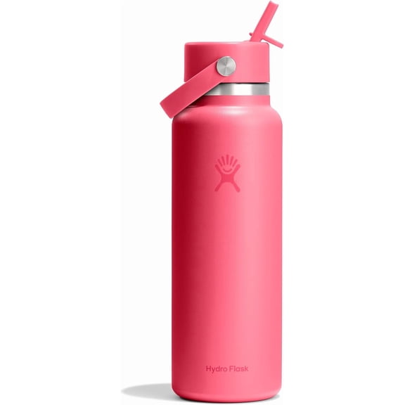 Insulated Stainless Steel Water Bottle with Wide Straw Lid Leakproof 40 Ounces Popstar Pink