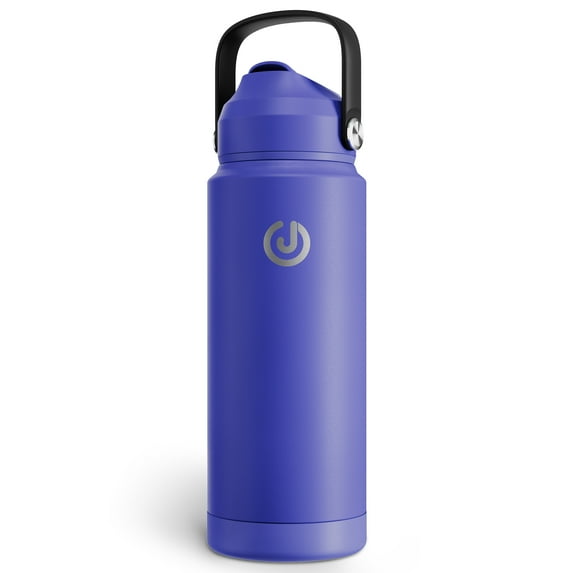 Insulated Stainless Steel Wide Mouth Water Bottle with Flex Straw Lid for Sports and Travel, Double-Wall Vacuum Insulation, BPA Free, 24oz, Blue Purple