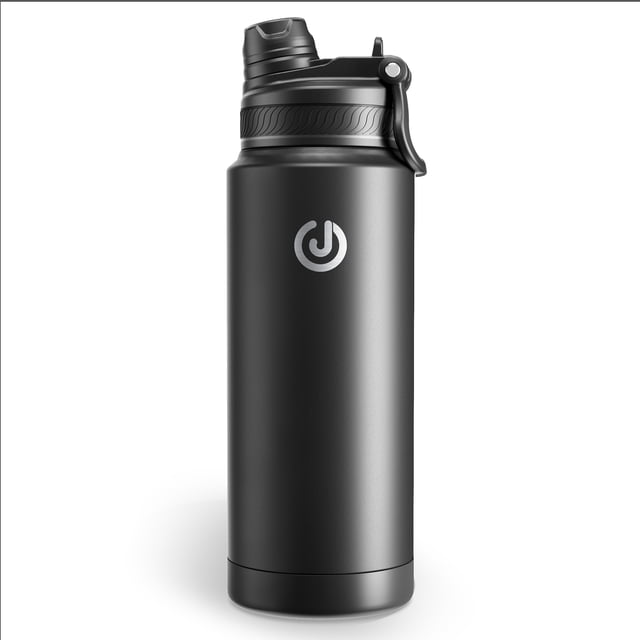 Insulated Stainless Steel Wide Mouth Water Bottle with Flex Straw Lid ...