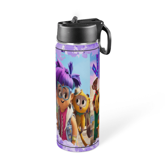 Insulated Stainless Steel for Vivo Monkey Thermos Water Bottle With Straw and Handle Sports Kettle for Kids Boys Girls Cup For Outdoor 18oz