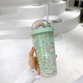 thumbnail image 1 of Insulated Straw Tumbler, Double Wall Plastic Cup for Cold Drinks, 550ml, 1 Count, 1 of 6