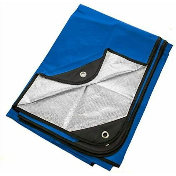 Insulated Tarp | Reusable Heavy Duty Thermal Survival Blanket – 60 x 82 in, Reflects 90% Body Heat, Waterproof, Windproof, 3-Layer Design, Reinforced Grommets, Blue
