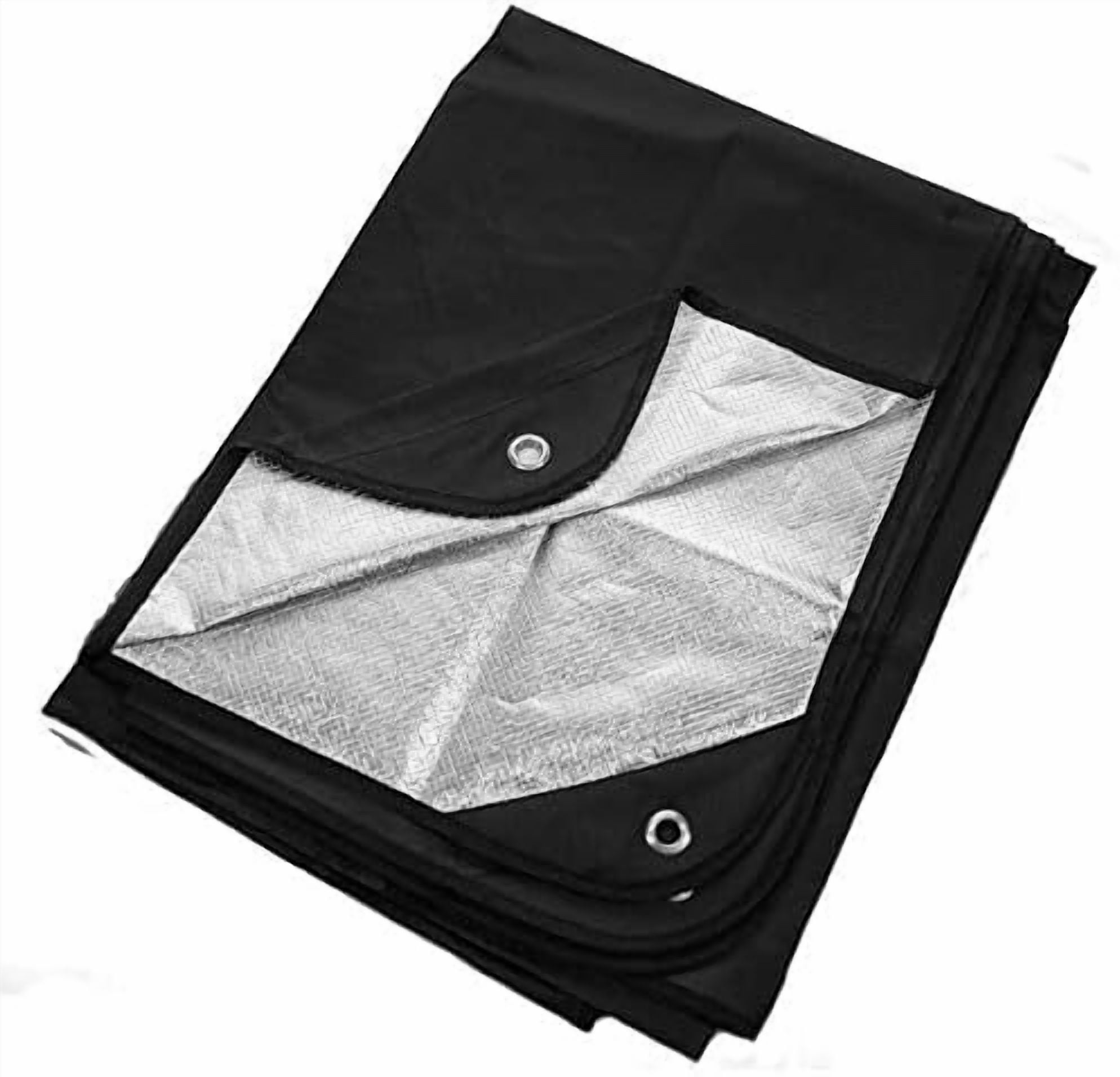 Insulated Tarp, Reusable Heavy Duty Thermal Survival Blanket – 60x82in, Reflects 90% Body Heat, Waterproof, Windproof, 3-Layer Design, Reinforced Grommets, Black