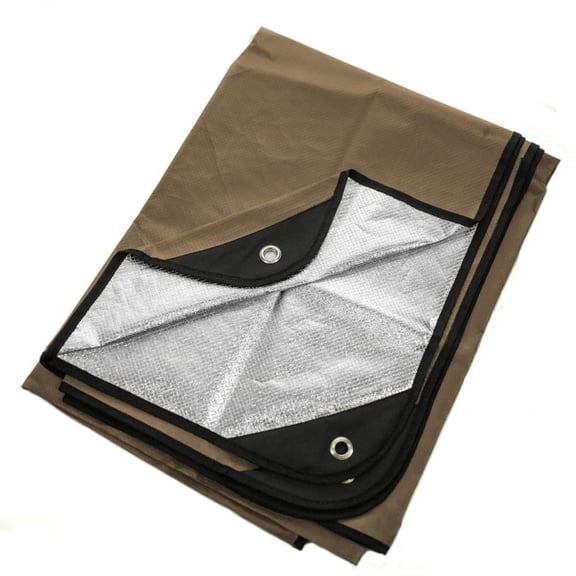 Insulated Tarp, Reusable Heavy Duty Thermal Survival Blanket – 60x82in, Reflects 90% Body Heat, Waterproof, Windproof, 3-Layer Design, Reinforced Grommets, Coyote Brown
