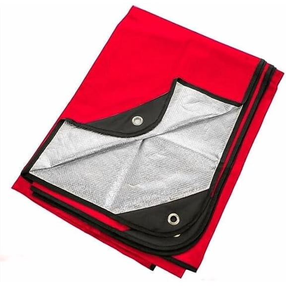 Insulated Tarp, Reusable Heavy Duty Thermal Survival Blanket – 60x82in, Reflects 90% Body Heat, Waterproof, Windproof, 3-Layer Design, Reinforced Grommets, Red