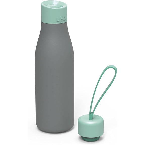 Insulated Thermal Flask With Two Lids, 16.9oz., 18/10 Stainless Steel Body, Double-walled Construction, Silicone Base