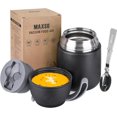 thumbnail image 1 of Insulated Thermo  Jar for Hot & Cold  for  Adult, 17 oz Soup Thermal Hot  Containers for Lunch, Triple Layer Insulation Stainless Steel  Jar with Spoon (Black), 1 of 6