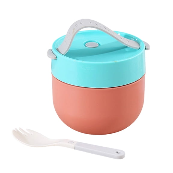 Insulated Thermo Jar,Stainless Steel Hot & Cold Lunch Container with Handle and Spoon,Portable Lunch Box, Plastic/Stainless Steel Food Container Thermal Cup Bento Box With Spoon(Pink,Plastic)