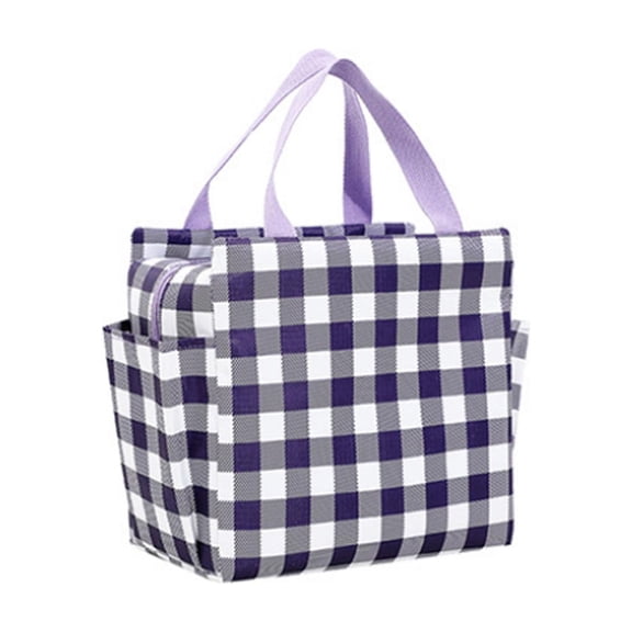 Insulated Tote Checkered Lunch Bag Leakproof Cooler Gingham Tote Reusable Tote for Work School Picnic Gift for Her