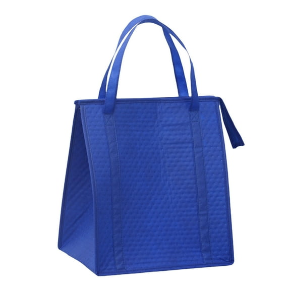 Insulated Tote Shopping Bag - Nonwoven Fabric with Thickened Aluminum Film, Large Capacity Cooler Bag for Hot & Cold Foods, Reusable Grocery Bag, Black 38*33*22cm