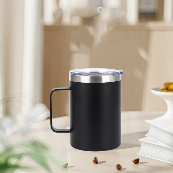 Insulated Travel Coffee Mug with Lid – 304 Stainless Steel Coffee Mug - Leakproof Insulated Coffee Mug, Portable Thermos Cup for Hot & Cold Drinks, Perfect for Home and Office(Black)