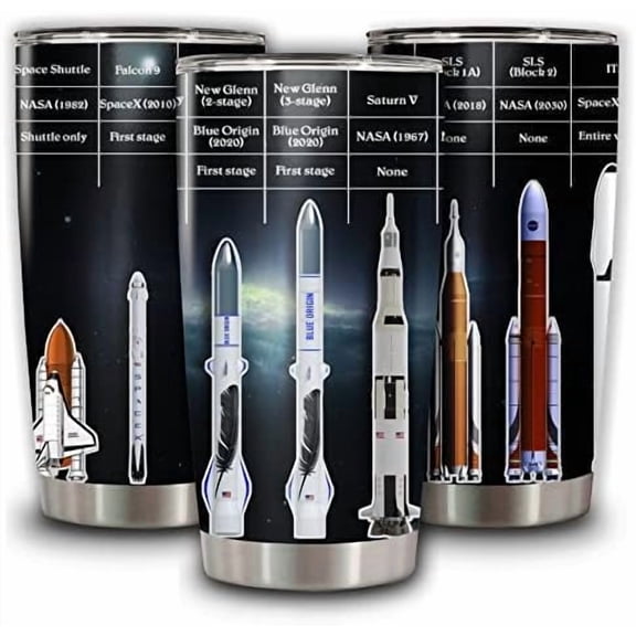 Insulated Tumbler Stainless Steel Spacex Bottle Falcon Tea 9 With Lid Rocket Vacuum Mug Coffee Travel Cup 20 Oz Tumblers Gifts For Friend Co-worker Father's Mother's Day Birthday Christmas