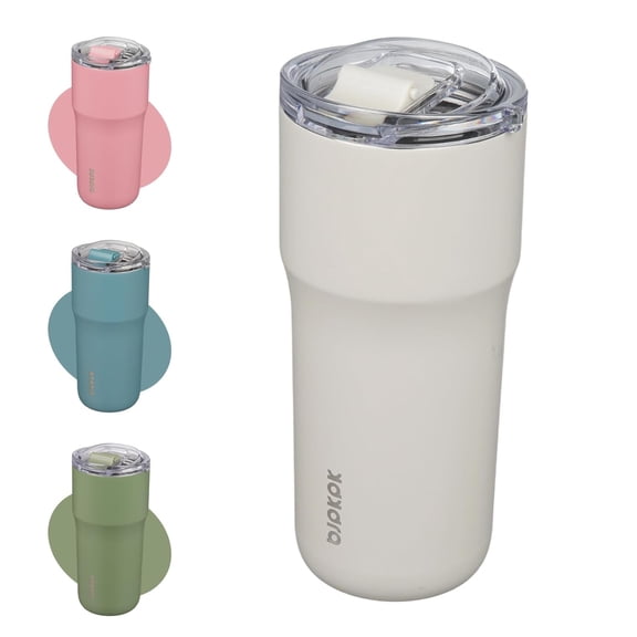 Insulated Tumbler with Lid,24oz Stainless Steel Tumbler,Double Wall Travel Coffee Mug Thermal cup,Keep Drinks Cold and Hot,White