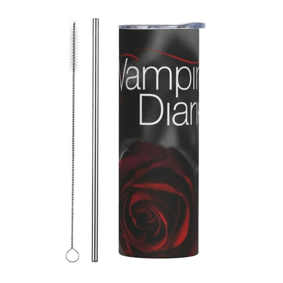 Insulated Tumbler with Lids and Straws, The Vampire Diaries Stainless Steel Mug Coffee Cup Thermal Travel 20oz