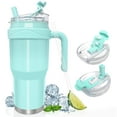thumbnail image 1 of Insulated Tumblers 40 oz Spill Proof Tumbler with Straw,Stainless Steel Metal Thermal Coffee Mug Keep Cold-24h & Hot-10h,Double Wall Vacuum Flasks Insulated Cup for Travel Camping - LightGreen, 1 of 8
