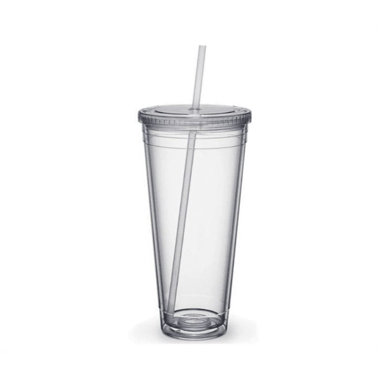 Classic Insulated Double Wall Tumbler Cup with Lid Straw , Reusable - 20  oz, Bulk Pack (Clear) 