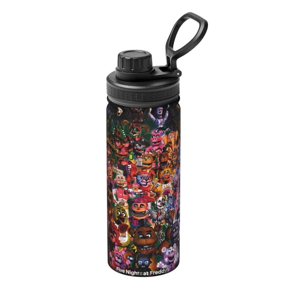 Insulated Vacuum Sports Water Bottle Five Nights At Freddy's FNAF Stainless Steel Leak Proof Double Wall for Gym Travel 18 OZ