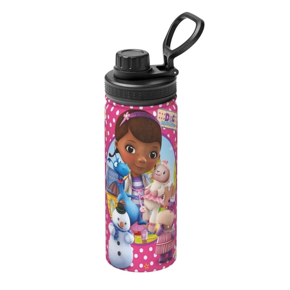 Insulated Vacuum Stainless Steel Doc Cartoon McStuffins Sports Water Bottle Leak Proof Double Wall for Gym Travel 18 oz