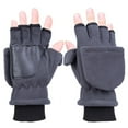 thumbnail image 1 of Insulated Warm Polar Fleece Convertible Mittens Flap Cover Fingerless Gloves, 1 of 19