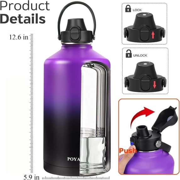 Curated visual reference: Fresh Look at Insulated Water Bottle 128 Ounces Black Leak Proof