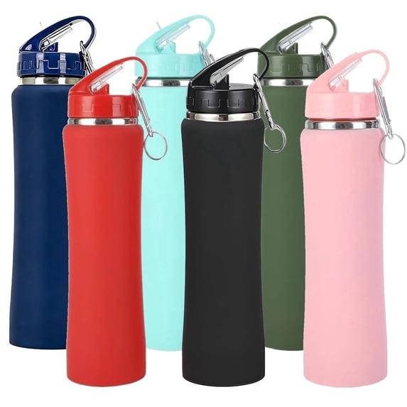 Insulated Water Bottle 20 OZ Stainless Steel Water Bottle with Straw Metal Water Bottle Double Wall Leakproof Keeps Drinks Hot and Cold (Dark Blue)
