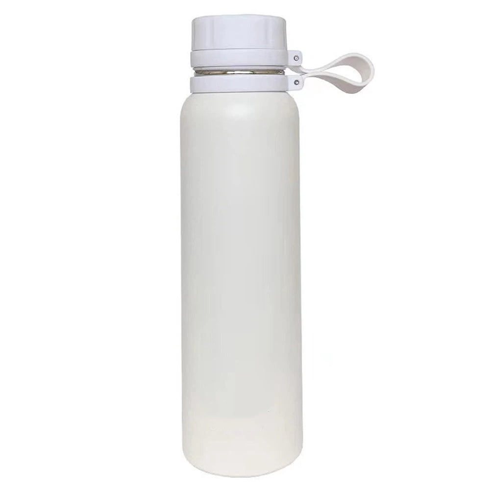 Insulated Water Bottle 30oz Stainless Steel for School and Travel Spout Lid Prevents Leaks, Sweat, and Dust (White)