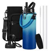 Insulated Water Bottle 40 oz - Cold for 48H, Workout Sports Water Flask Bottle for Women Men, Stainless Steel Water Bottle with Strap Carrying Pouch