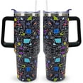thumbnail image 1 of Insulated Water Bottle 40oz Stainless Steel with Lid & Straw - Math Design Tumbler - Christmas Gift for Teachers, 1 of 6