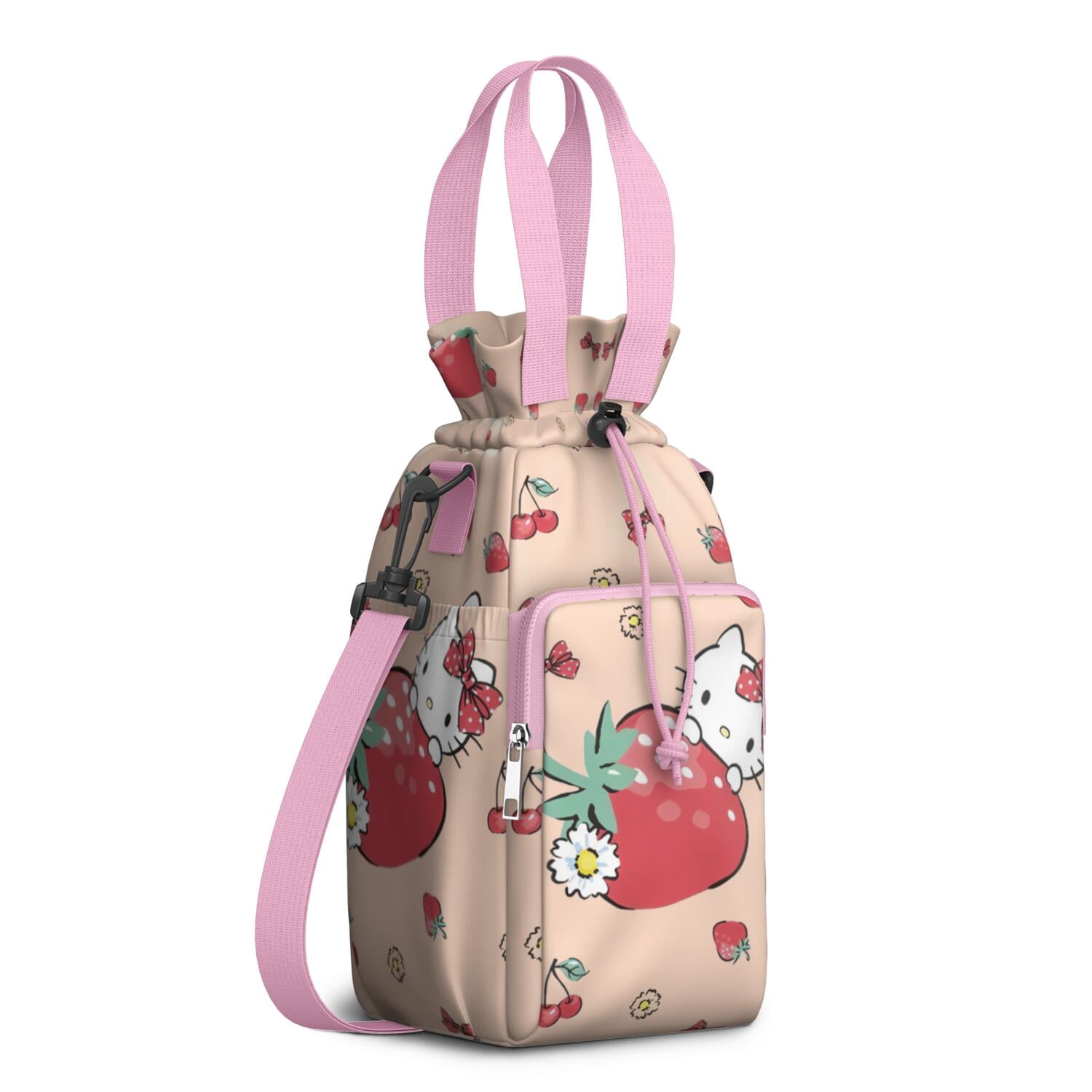 Insulated Water Bottle Carrier Bag Sleeve with Strap Crossbody for 20/24/32/40oz Tumbler,Hello Kawaii Cat Cute Water Bottle Holder Sling Bag with Pocket Gifts for Women Men Adults