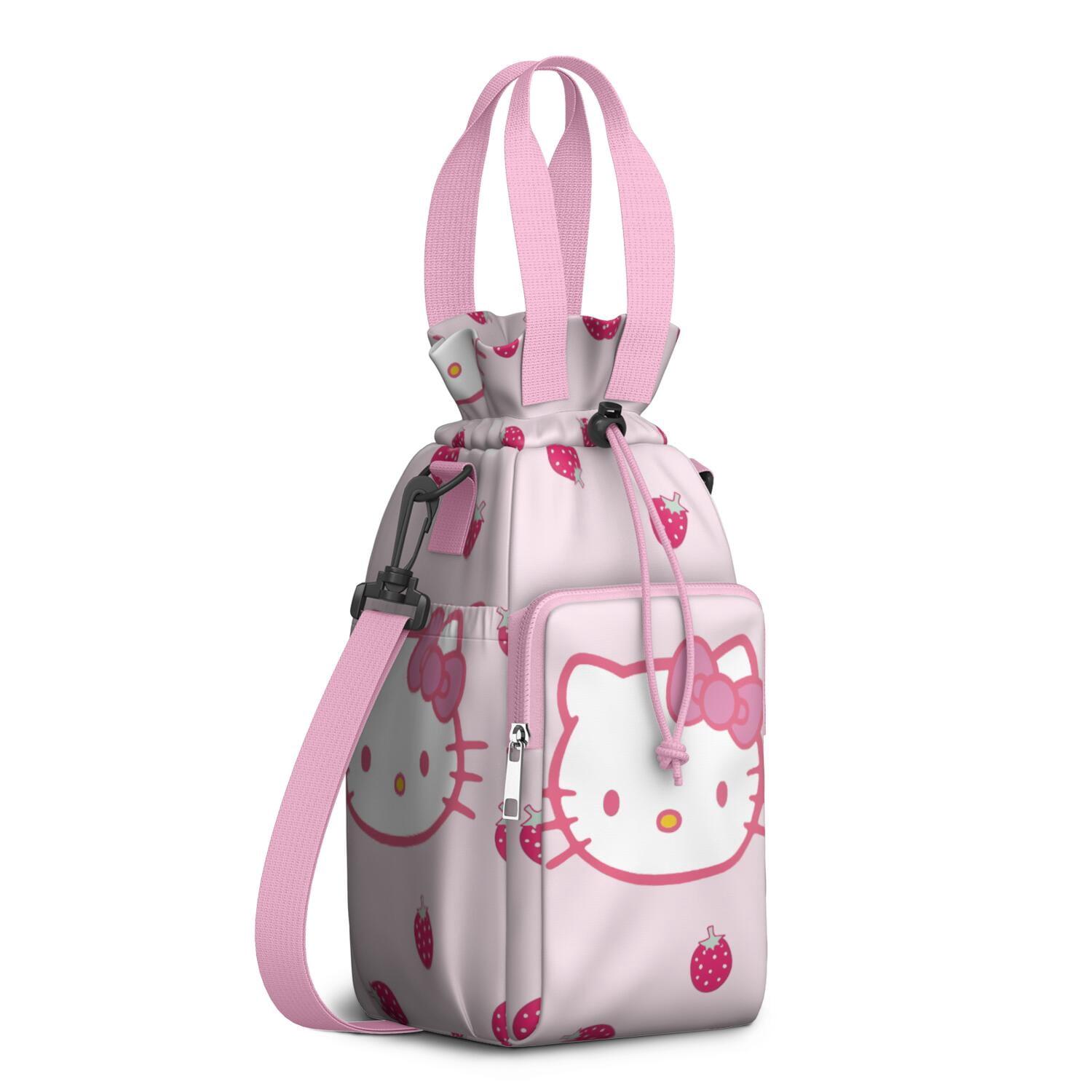 Insulated Water Bottle Carrier Bag Sleeve with Strap Crossbody for 20/24/32/40oz Tumbler,Hello Kawaii Cat Cute Water Bottle Holder Sling Bag with Pocket Gifts for Women Men Adults