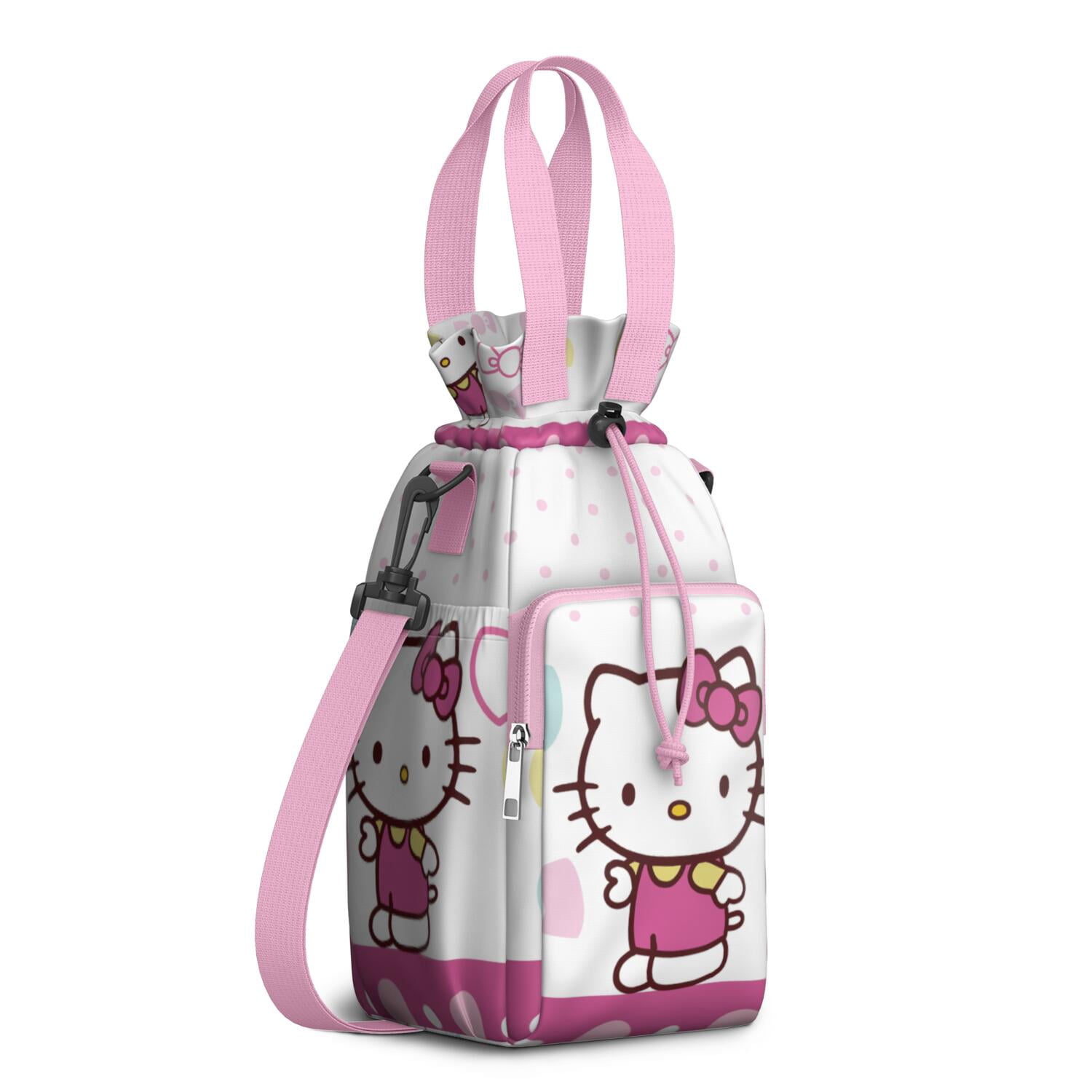 Insulated Water Bottle Carrier Bag Sleeve with Strap Crossbody for 20/24/32/40oz Tumbler,Hello Kawaii Cat Cute Water Bottle Holder Sling Bag with Pocket Gifts for Women Men Adults