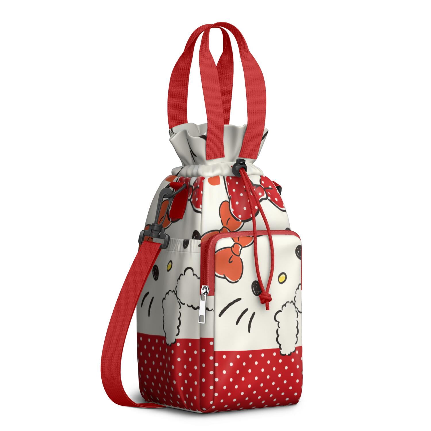 Insulated Water Bottle Carrier Bag Sleeve with Strap Crossbody for 20/24/32/40oz Tumbler,Hello Kawaii Cat Cute Water Bottle Holder Sling Bag with Pocket Gifts for Women Men Adults
