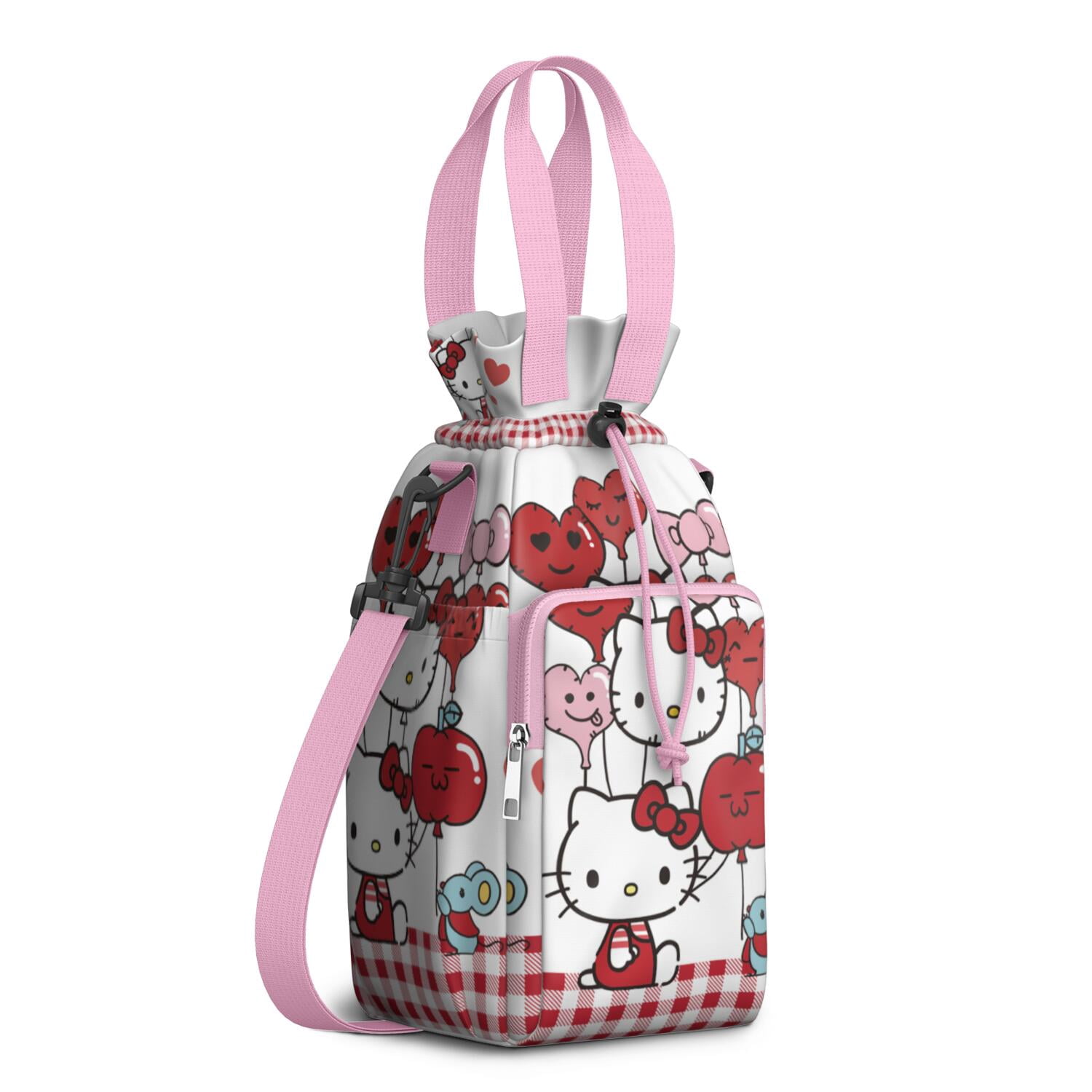 Insulated Water Bottle Carrier Bag Sleeve with Strap Crossbody for 20/24/32/40oz Tumbler,Hello Kawaii Cat Cute Water Bottle Holder Sling Bag with Pocket Gifts for Women Men Adults