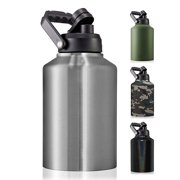 Insulated Water Bottle Half Gallon Stainless Steel Kettle Large Motive Water Bottle Men and women 64 oz kettle for drinking Gym travel Sports Hiking Workouts