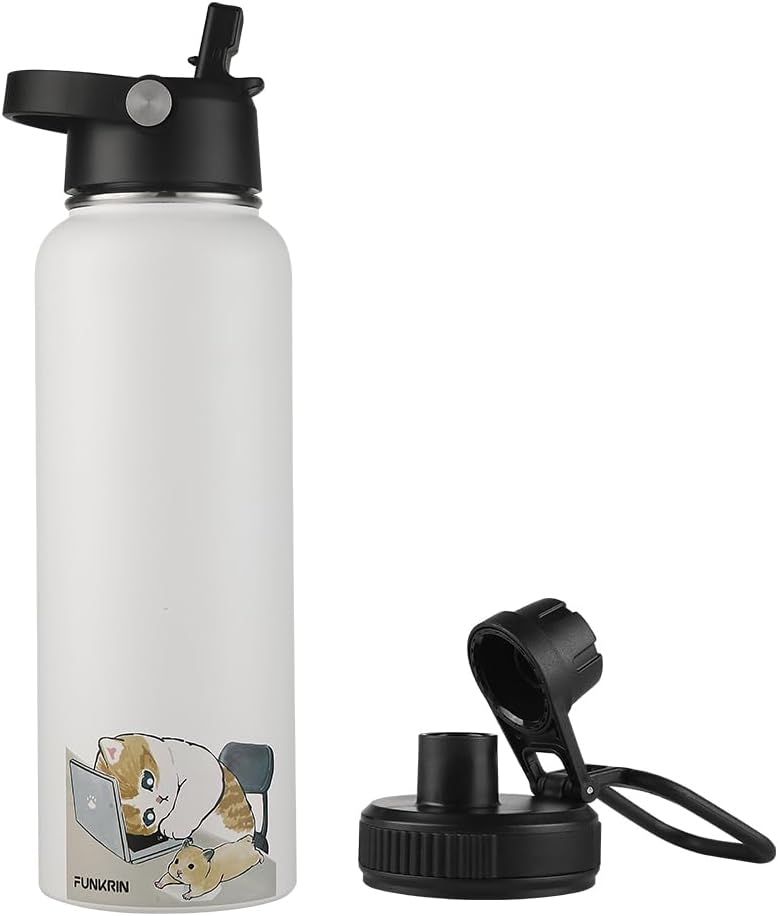 Insulated Water Bottle with Straw Lid & Spout Lid, 40oz Personalized ...