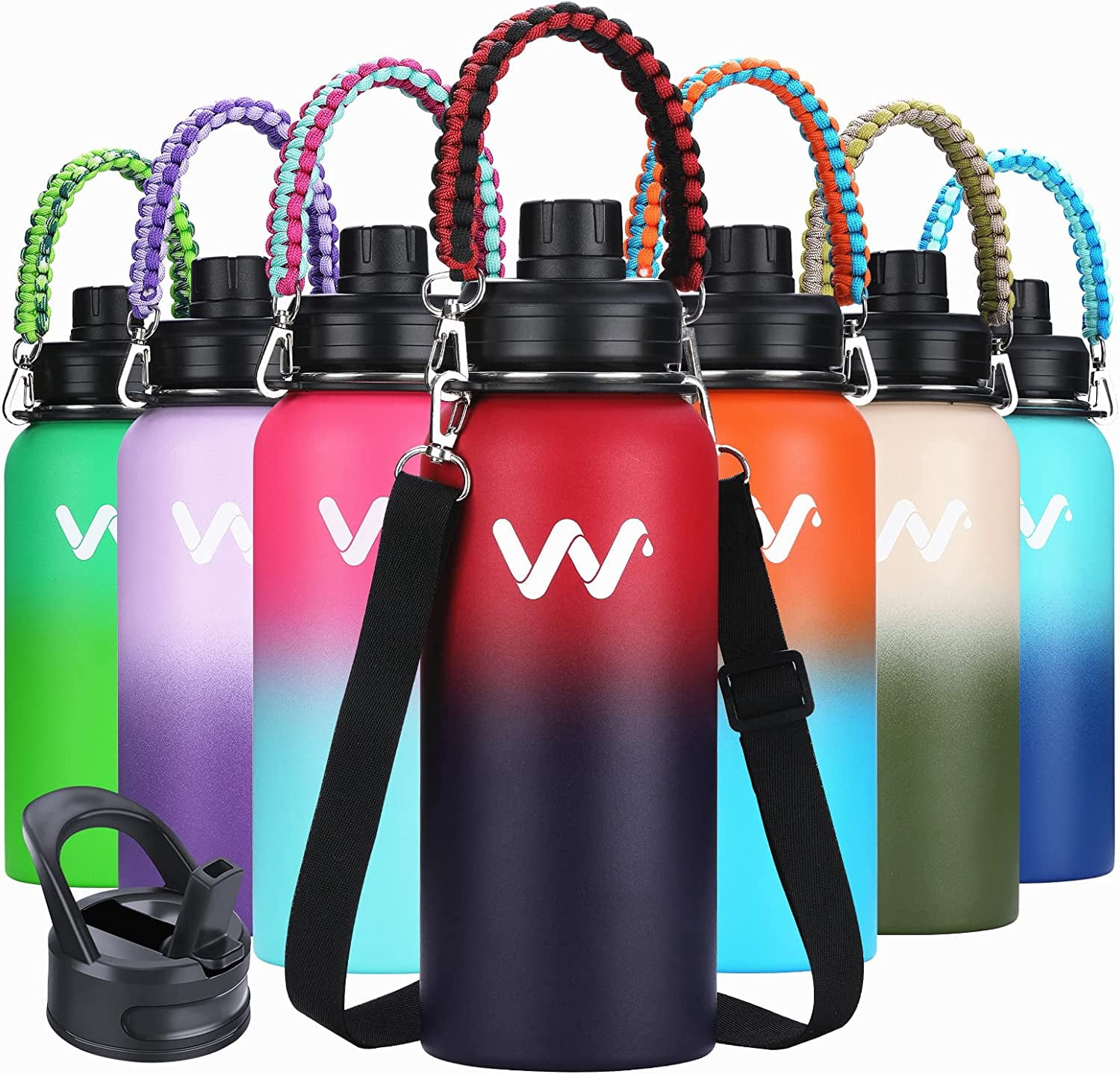 32 oz Insulated Stainless Steel Water Bottle with Straw Lid, Spout Lid ...