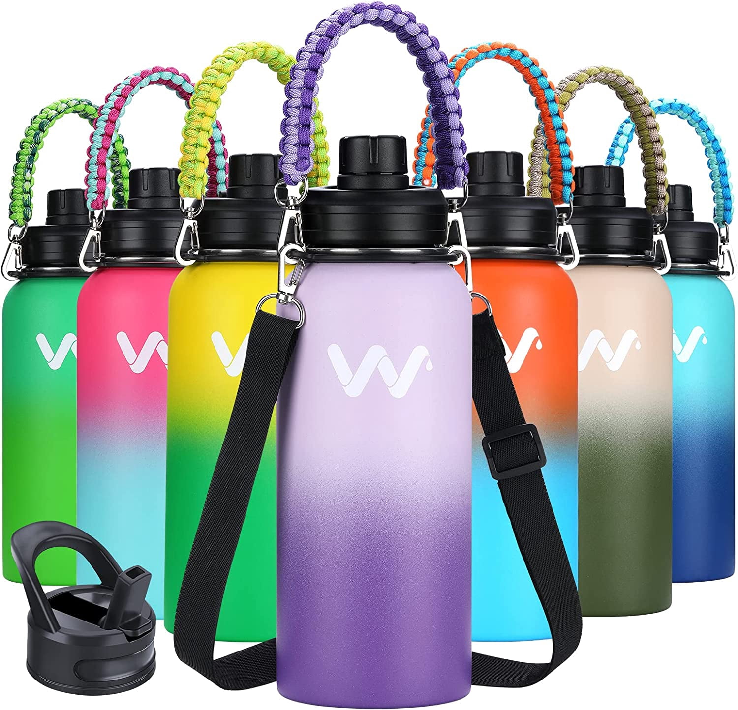 32 oz Insulated Stainless Steel Water Bottle with Metal Handle, Straw ...