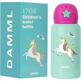 DanceeMangoos Unicorn Water Bottles for Girls,Cup with Straw and Safety  Lock,Pink Outdoor Indoor Water Bottle,400ML/13.5oz for school kids girl  unicorn lover… (Transparent) 