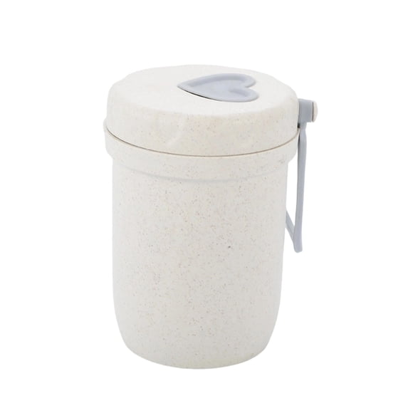 Insulated Water Bottles 4.53 in x 3.15 in Double-Walled Polymer Breakfast Cup with Lid and Carry Handle, Microwave-Safe