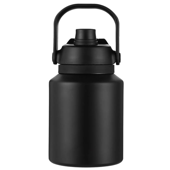 40 oz Insulated Water Jug,Leakproof Lid,Stainless Steel Water Bottle with Carry Handle and Straw,Camping Water Jug for Home,Office,Hiking(Black)