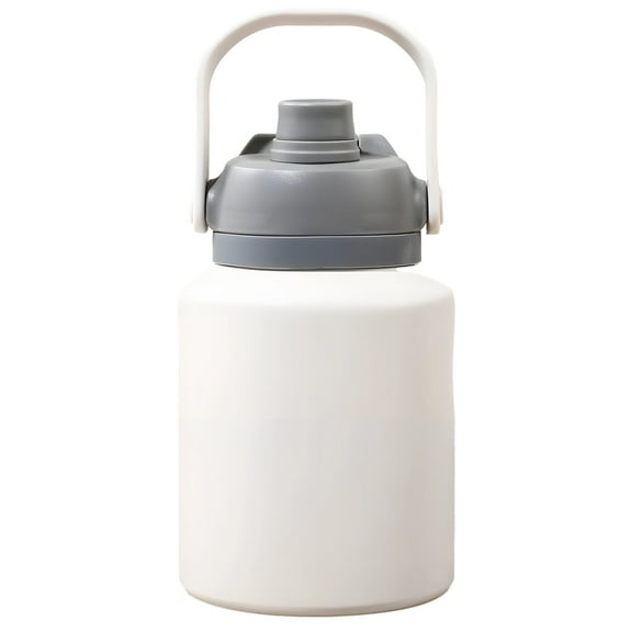 40 oz Insulated Water Jug,Leakproof Lid,Stainless Steel Water Bottle with Carry Handle and Straw,Camping Water Jug for Home,Office,Hiking(White)