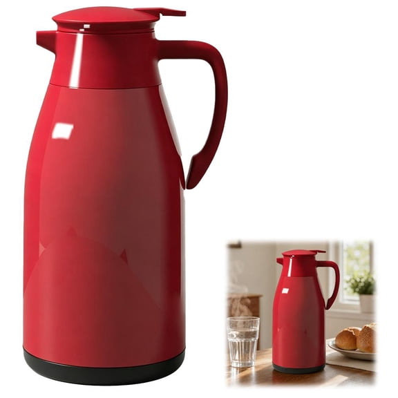 Insulated Water Kettle,Red 2.0L Heat Retention Thermos,Glass Inner Hot Water Bottle for Home,Style A