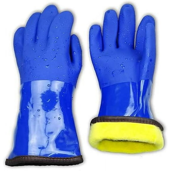 Insulated&Waterproof,Chemical & Oil Resistant, Freezer Work,Warm Gloves,Non-Slip,Ultra Flexible(Bule)
