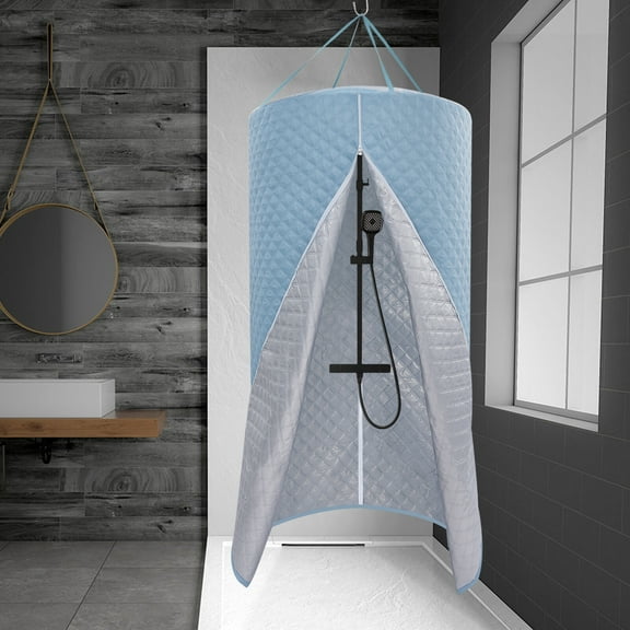 Insulated Waterproof Shower Curtain 78.7" Round Hanging Camping Privacy Tent