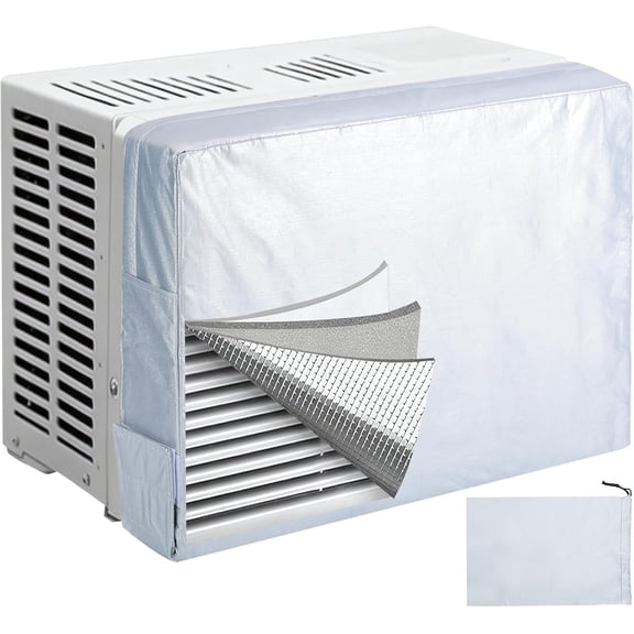 Insulated Window AC Cover for Inside with Side Pockets -- Blocks Drafts & Helps  | , Machine Washable AC Unit Cover with Storage Bag (XL: 28*20*3.5inch)