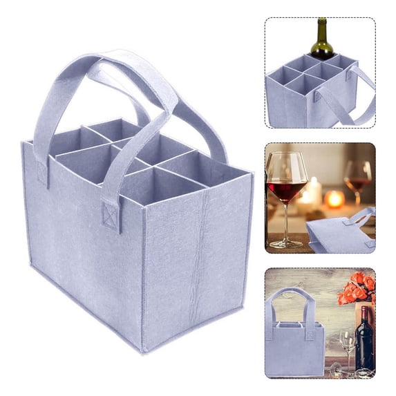Insulated Wine Carrier Tote Bag 6 Bottle Cooler Case with Divider for Picnic Beach Party Travel