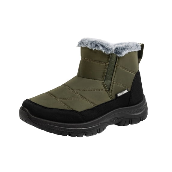 Insulated Winter Boots for Women - -Lined Cold Weather Outdoor Footwear With Low Heel Pull-On Design