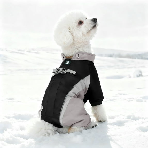 Insulated Winter Dog Coat Full Body Jumpsuit With Adjustable Legs D Ring Leash Attachment Reflective Strips For Outdoor Adventures